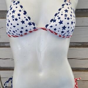 Star-Patterned Blue and White Bikini Top